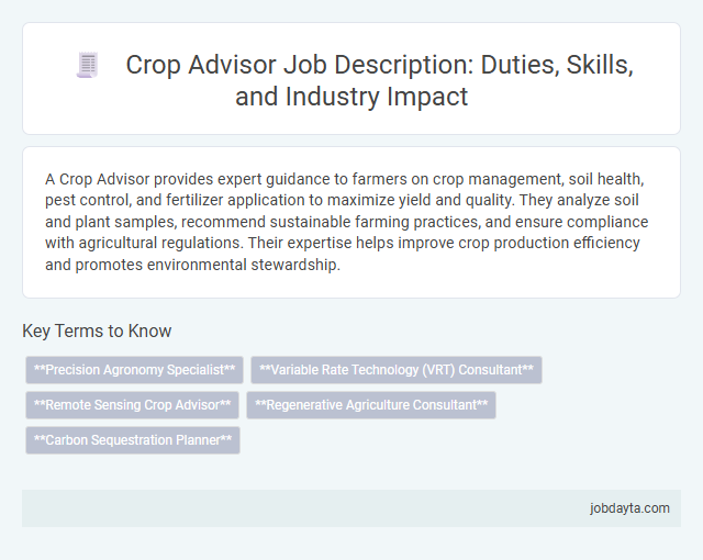 Crop Advisor Job Description: Duties, Skills, and Industry Impact