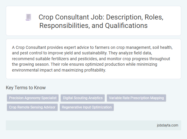 Crop Consultant Job: Description, Roles, Responsibilities, and Qualifications
