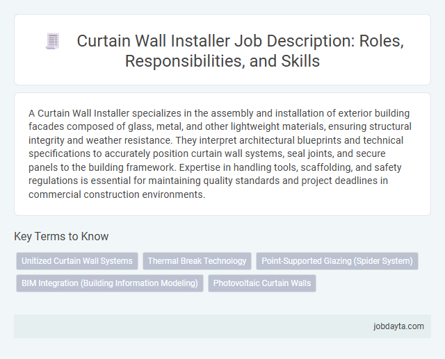 Curtain Wall Installer Job Description: Roles, Responsibilities, and Skills
