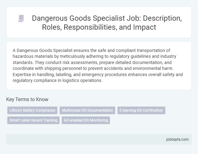 Dangerous Goods Specialist Job: Description, Roles, Responsibilities, and Impact