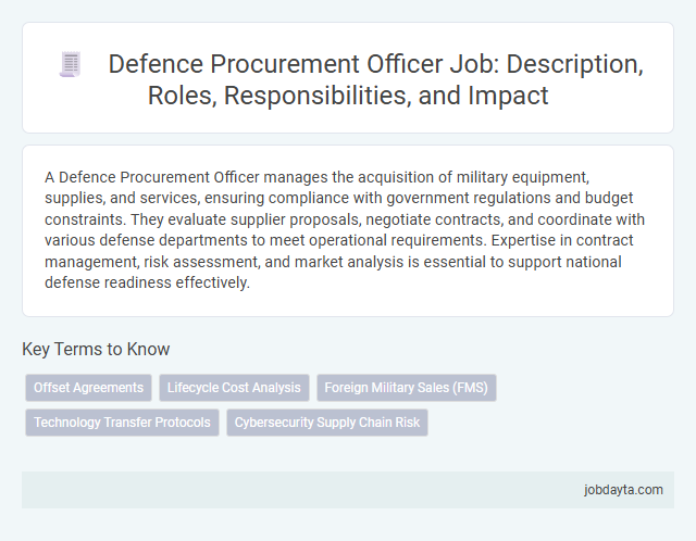 Defence Procurement Officer Job: Description, Roles, Responsibilities, and Impact