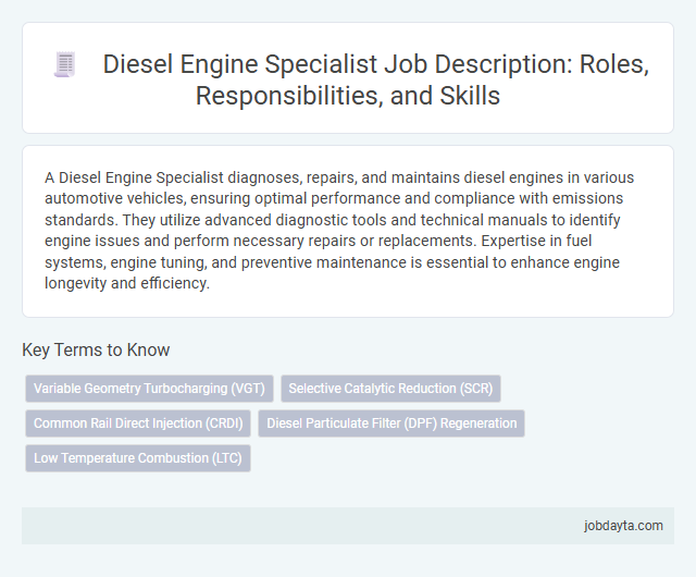 Diesel Engine Specialist Job Description: Roles, Responsibilities, and Skills
