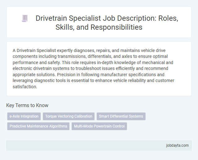 Drivetrain Specialist Job Description: Roles, Skills, and Responsibilities