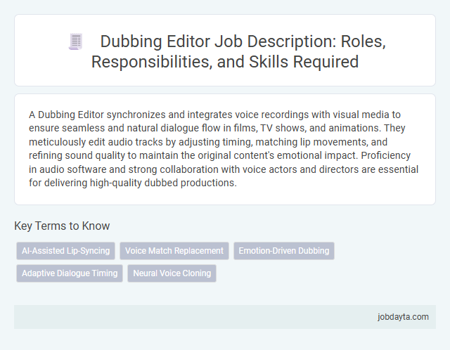 Dubbing Editor Job Description: Roles, Responsibilities, and Skills Required