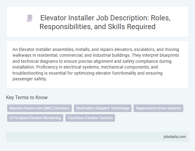 Elevator Installer Job Description: Roles, Responsibilities, and Skills Required
