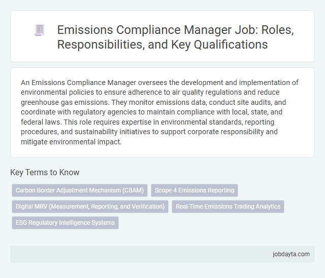 Emissions Compliance Manager Job: Roles, Responsibilities, and Key Qualifications