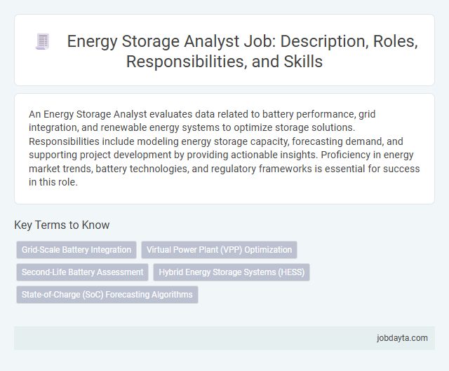 Energy Storage Analyst Job: Description, Roles, Responsibilities, and Skills