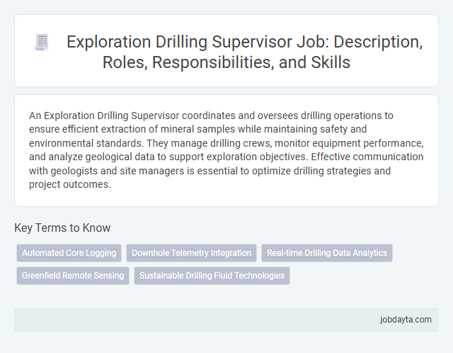 Exploration Drilling Supervisor Job: Description, Roles, Responsibilities, and Skills