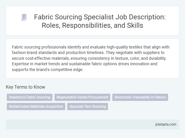 Fabric Sourcing Specialist Job Description: Roles, Responsibilities, and Skills