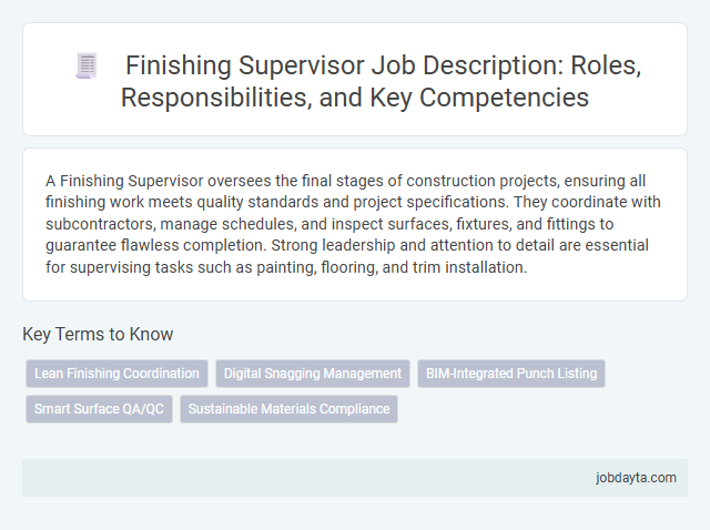 Finishing Supervisor Job Description: Roles, Responsibilities, and Key Competencies