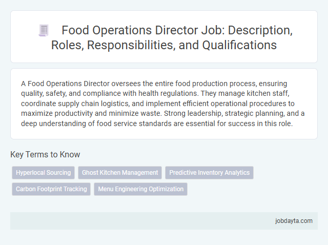 Food Operations Director Job: Description, Roles, Responsibilities, and Qualifications