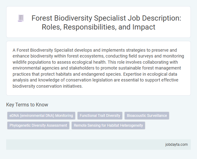 Forest Biodiversity Specialist Job Description: Roles, Responsibilities, and Impact