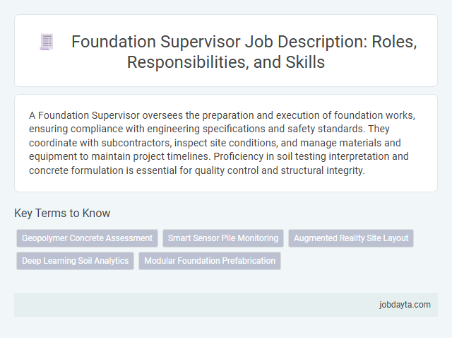 Foundation Supervisor Job Description: Roles, Responsibilities, and Skills