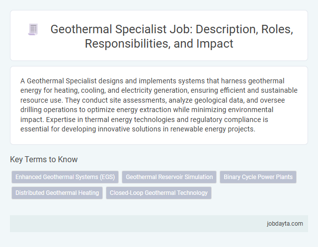 Geothermal Specialist Job: Description, Roles, Responsibilities, and Impact