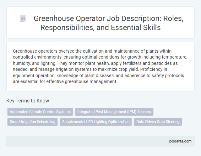 Greenhouse Operator Job Description: Roles, Responsibilities, and Essential Skills