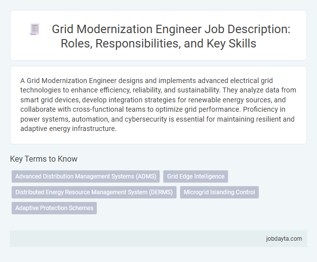 Grid Modernization Engineer Job Description: Roles, Responsibilities, and Key Skills