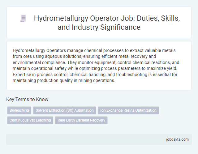 Hydrometallurgy Operator Job: Duties, Skills, and Industry Significance