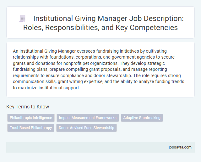Institutional Giving Manager Job Description: Roles, Responsibilities, and Key Competencies