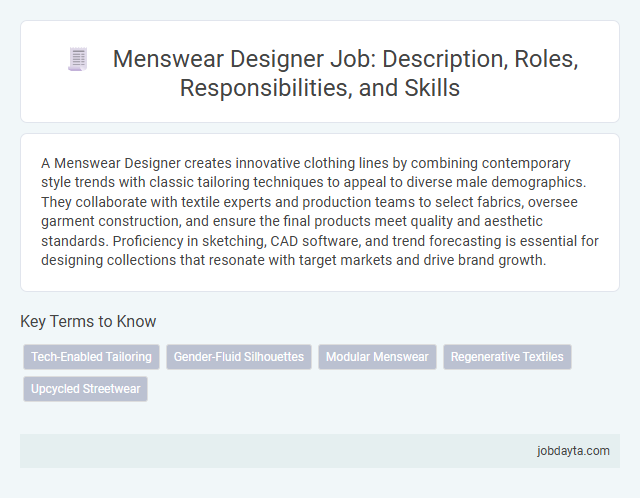 Menswear Designer Job: Description, Roles, Responsibilities, and Skills
