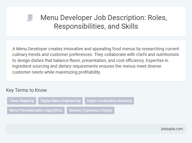 Menu Developer Job Description: Roles, Responsibilities, and Skills