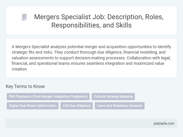 Mergers Specialist Job: Description, Roles, Responsibilities, and Skills