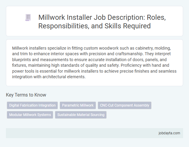 Millwork Installer Job Description: Roles, Responsibilities, and Skills Required