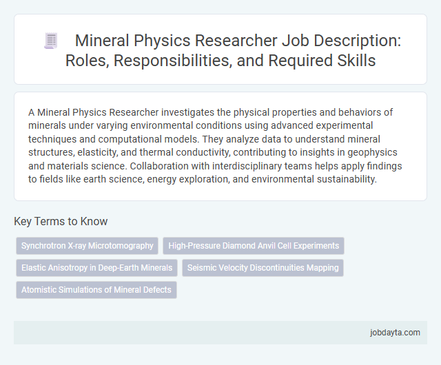 Mineral Physics Researcher Job Description: Roles, Responsibilities, and Required Skills