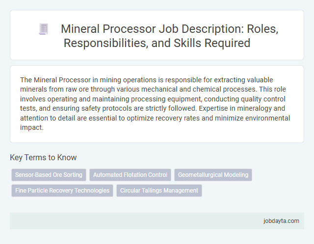 Mineral Processor Job Description: Roles, Responsibilities, and Skills Required