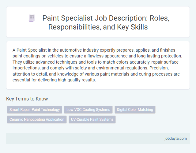 Paint Specialist Job Description: Roles, Responsibilities, and Key Skills