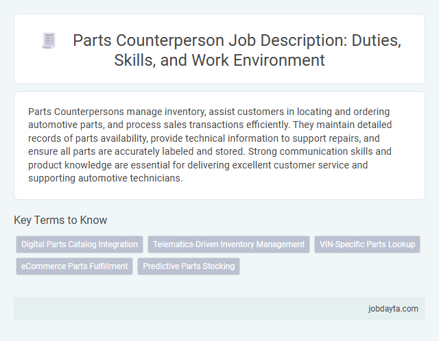 Parts Counterperson Job Description: Duties, Skills, and Work Environment