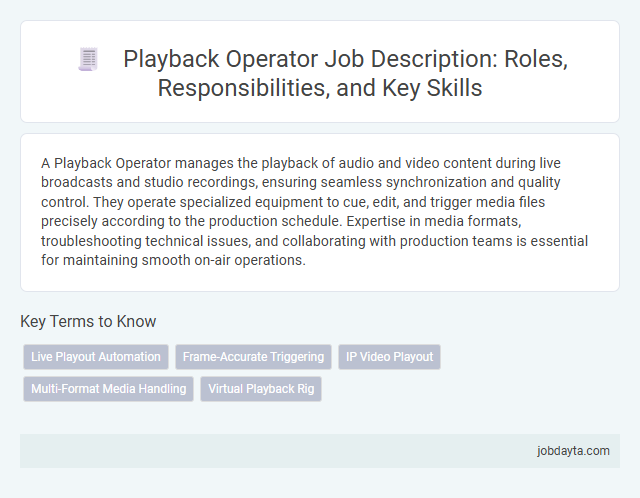 Playback Operator Job Description: Roles, Responsibilities, and Key Skills