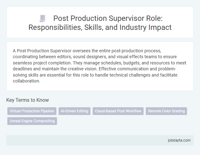 Post Production Supervisor Role: Responsibilities, Skills, and Industry Impact
