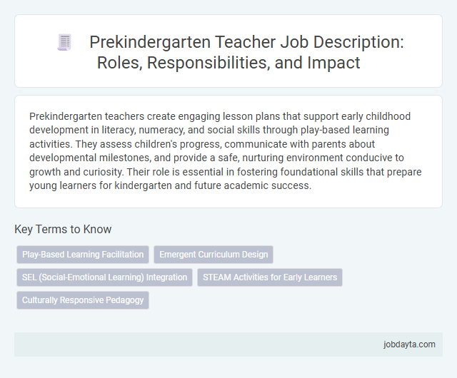 Prekindergarten Teacher Job Description: Roles, Responsibilities, and Impact