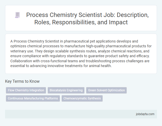 Process Chemistry Scientist Job: Description, Roles, Responsibilities, and Impact