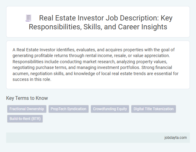 Real Estate Investor Job Description: Key Responsibilities, Skills, and Career Insights