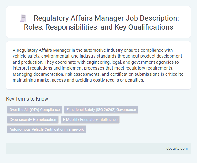 Regulatory Affairs Manager Job Description: Roles, Responsibilities, and Key Qualifications
