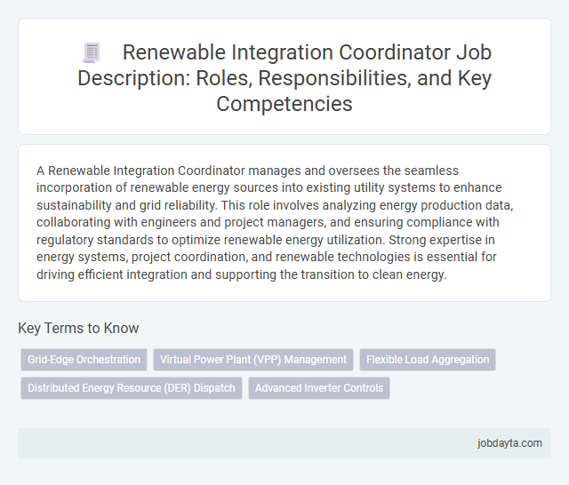 Renewable Integration Coordinator Job Description: Roles, Responsibilities, and Key Competencies