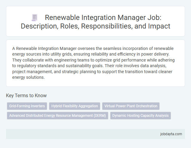Renewable Integration Manager Job: Description, Roles, Responsibilities, and Impact