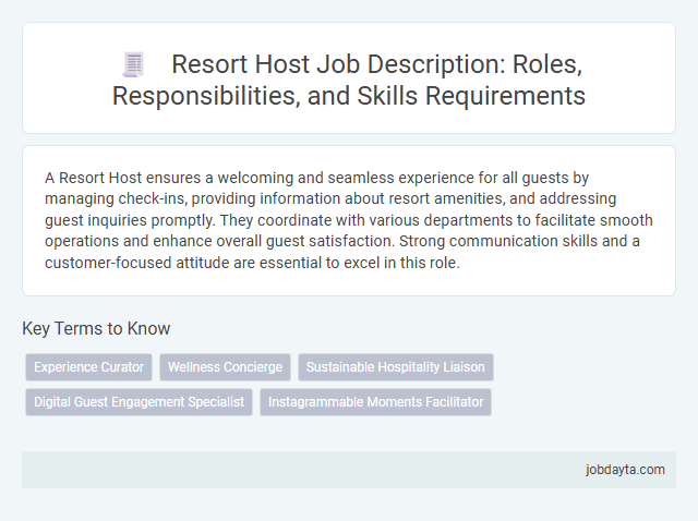 Resort Host Job Description: Roles, Responsibilities, and Skills Requirements