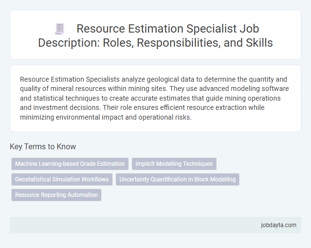 Resource Estimation Specialist Job Description: Roles, Responsibilities, and Skills