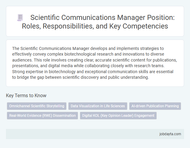 Scientific Communications Manager Position: Roles, Responsibilities, and Key Competencies