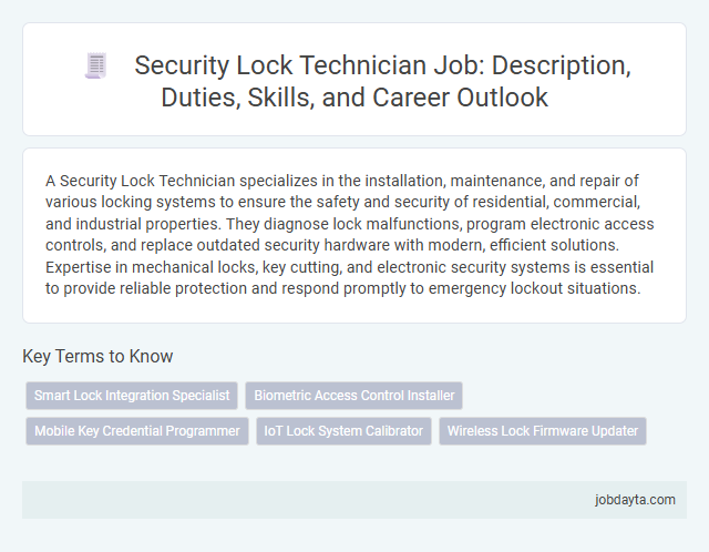 Security Lock Technician Job: Description, Duties, Skills, and Career Outlook