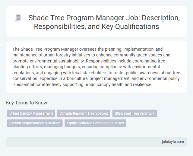 Shade Tree Program Manager Job: Description, Responsibilities, and Key Qualifications