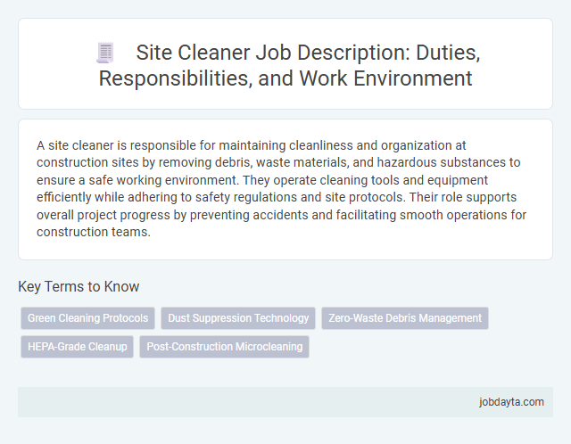 Site Cleaner Job Description: Duties, Responsibilities, and Work Environment