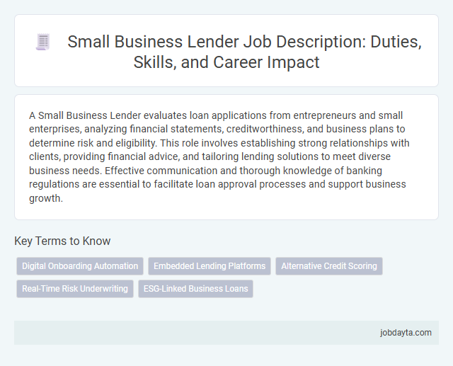 Small Business Lender Job Description: Duties, Skills, and Career Impact