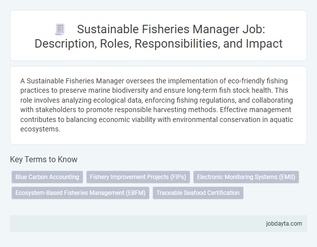 Sustainable Fisheries Manager Job: Description, Roles, Responsibilities, and Impact
