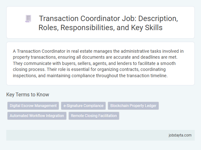 Transaction Coordinator Job: Description, Roles, Responsibilities, and Key Skills