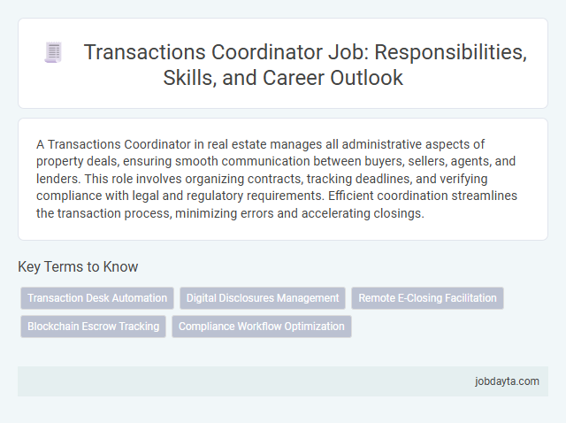 Transactions Coordinator Job: Responsibilities, Skills, and Career Outlook
