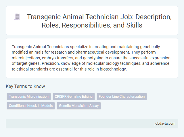 Transgenic Animal Technician Job: Description, Roles, Responsibilities, and Skills