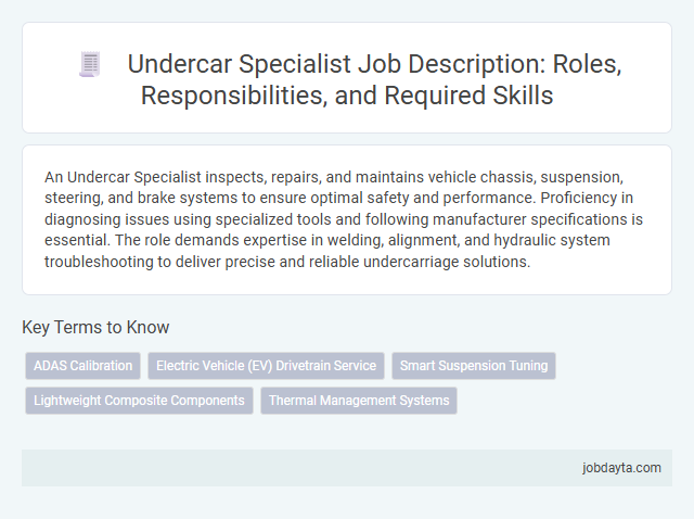 Undercar Specialist Job Description: Roles, Responsibilities, and Required Skills